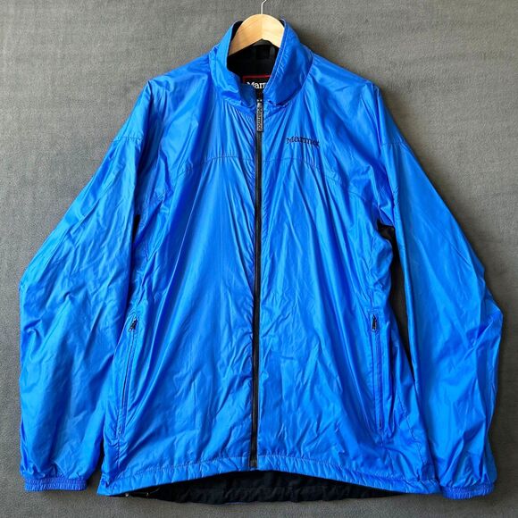 Marmot Blue Windbreaker Jacket Men's Large Full Zip Logo Abilitat Aripiprazole - Picture 2 of 7